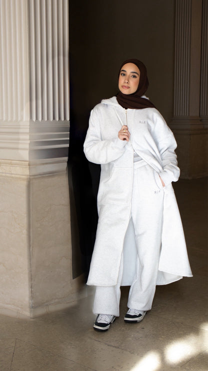 Raw Lounge Long Hoodie - Heather Grey